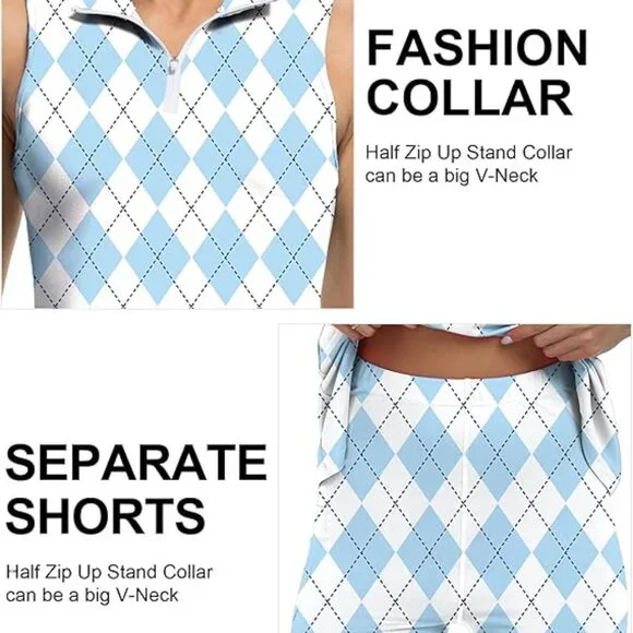 Tennis /Golf Argyle dress with shorts with pockets - Picture 3 of 6